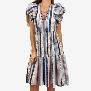 Ulla Johnson Leonie Striped Dress Size 2 Cotton Boho Cottagecore Prairie Summer